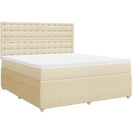 vidaXL Boxspringbett mit Matratze Creme 180x200 cm Stoff