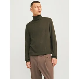 JACK & JONES Emil Knit Rollkragenpullover Olive Night / Detail Melange XS