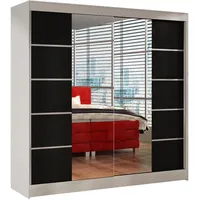 Silape Schwebetürenschrank Basti 200 cm mit Spiegel - Kleiderschrank