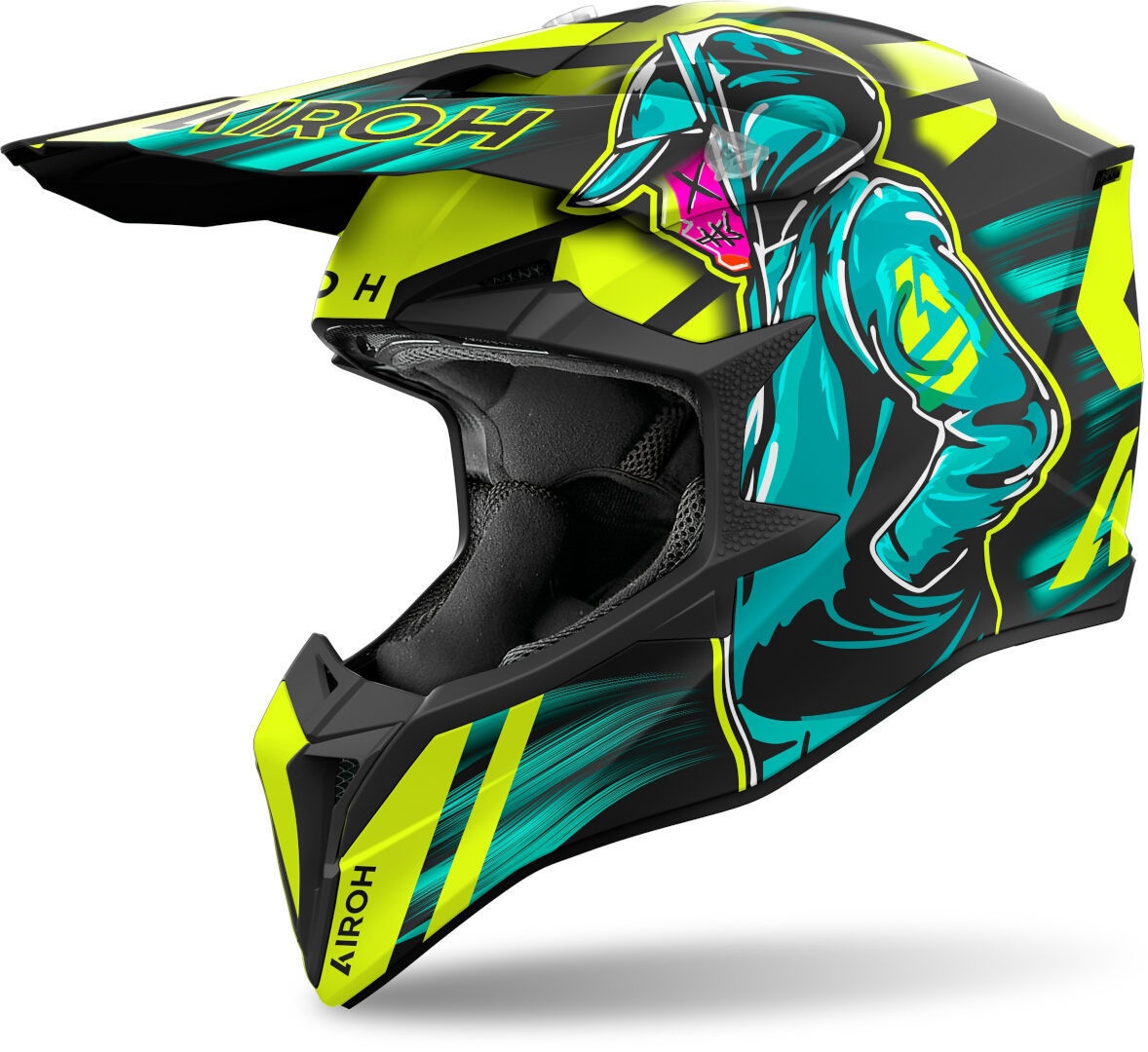 Airoh Wraaap Cyber Motocross Helm, blau-gelb, Größe 2XL für Männer