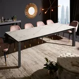 Riess-Ambiente Ausziehbarer Esstisch X7 180-240cm weiß Marmoroptik Keramikplatte Modern Design ausziehbar Tisch - Weiß