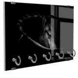 DEQORI Schlüsselbrett 'Schönes Pferd im Profil', (1 St), Schlüsselhalter Schlüssel Haken Schlüsselboard modern Schlüsselleiste schwarz