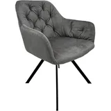Kayoom Armlehnstuhl-Set, Dunkelgrau, Textil, Sternfuß, 57x85x62 cm, Sitzfläche 360° drehbar, Esszimmer, Stühle, Esszimmerstühle, Esszimmerstühle-Set