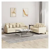 VidaXL 2-tlg. Sofagarnitur mit Kissen Creme Stoff