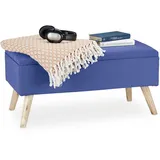 Relaxdays Sitzbank mit Stauraum, gepolstert, Holzbeine, Truhenbank Stoffbezug, HxBxT: 39,5 x 79,5 x 39,5 cm, Wohnzimmer, Hocker, Sitzhocker