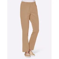 Schlupfhose CLASSIC BASICS, Damen, Gr. 46, Normalgrößen, beige, 100% Baumwolle, unifarben, lang, Hosen