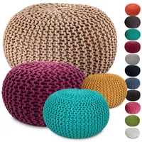 Amagohome Sitzpouf Strickhocker Pouf Ø45 H30cm Bodenkissen Indoor Baumwolle