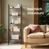 5-stöckiges Bücherregal, Leiterregal, schmales Regal