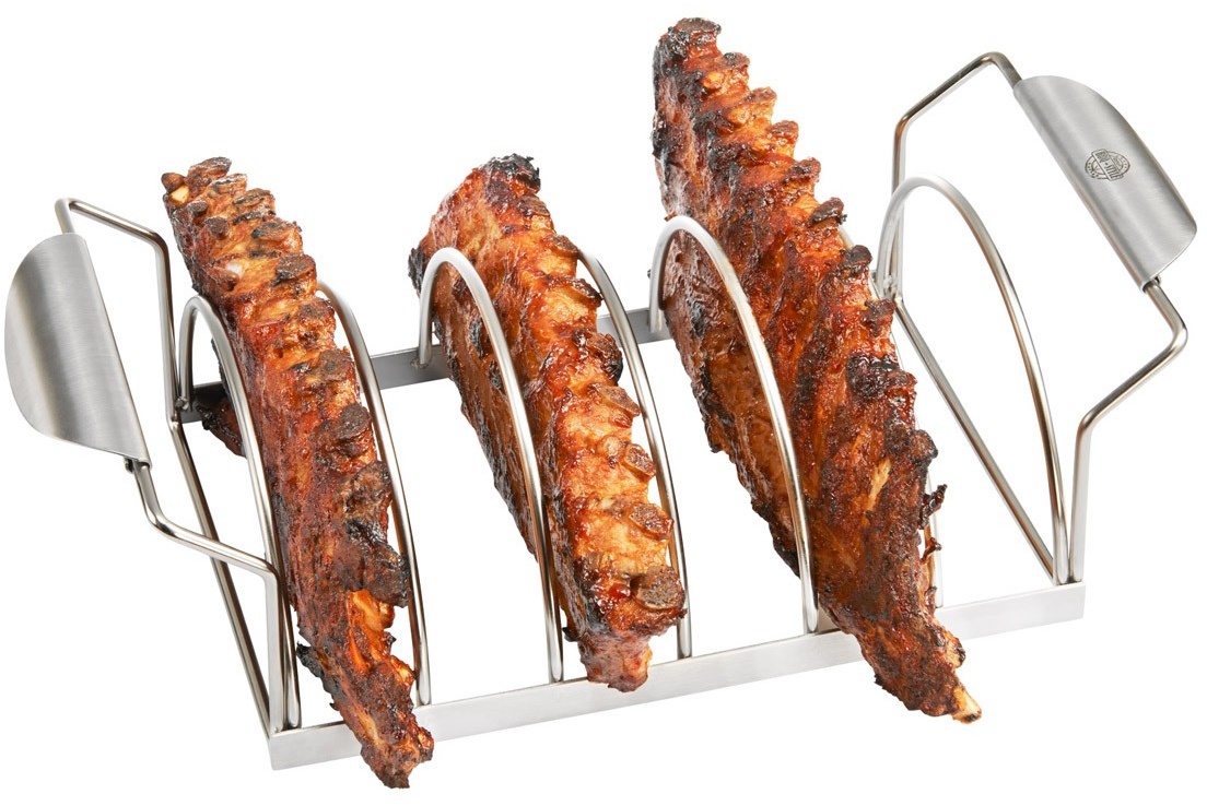 Spare Rib Halter - für 6 Portionen - Für Grill & Backofen - Edelstahl, spülmaschinenfest