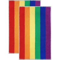 Lashuma Gästehandtücher Set 30x50 cm, 2X Handtücher bunt Regenbogen