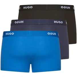 Hugo Herren Boxershorts, 3er Pack - Trunk TRIPLET Cotton Stretch, Logo Schwarz/Blau XL