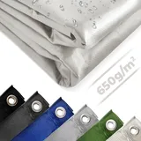 Jago® Abdeckplane-650g/m2, Wasserdicht & Reißfest, Farbwahl und Großenwahl Beidseitig Beschichtet- Schutzplane, Gewebeplane (5x7, Weiß) - Weiß