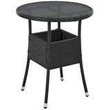 Juskys Yoro Polyrattan Gartentisch rund Ø 60 cm Schwarz