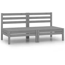 vidaXL 2-Sitzer-Gartensofa Grau Kiefer Massivholz