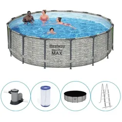 Bestway - Steel Pro MAX - Schwimmbecken  - 488x122 cm - Steindruck EINHEITSGRÖSSE