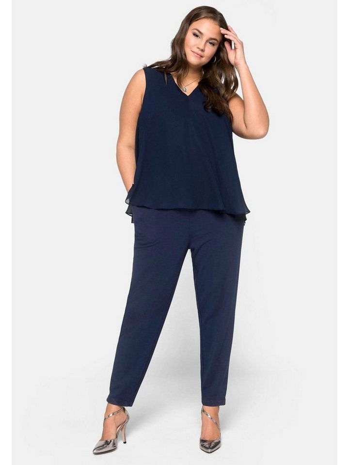 Sheego Jumpsuit Große Größen im Lagenlook blau 52