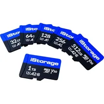 Istorage microSD [1-Pack] 64 GB, microSDXC, U3, UHS-III), Speicherkarte, Blau, Schwarz