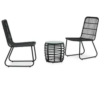 vidaXL 3-tlg. Bistro-Set Poly Rattan Schwarz