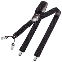 DonDon Hosenträger für Herren 3,5 cm breit 4 Clips mit braunem Leder längenverstellbar (1-St) Y-Form, verstellbar mit Clipverschluß, elastisch schwarz