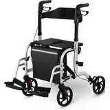 Uniprodo 2in1 Rollator Faltbar Gehilfe Rollstuhl Klappbar Laufhilfe Reflektor Tasche