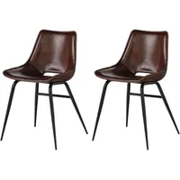 Massivmoebel24 Stuhl Echtleder 47x59x78 braun iron label 22, 2er