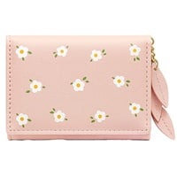 meiodtion Geldbörse Portemonnaie Damen Klein Kleine Damen Geldbörse mit Blumenmuster Multi Karten ID Tasche Damen Geldbörse Kleines Portemonnaie Damen Geldbeutel Kartenetui Damen (Pink One Size)