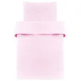 Makian Bettwäsche 80 x 80 cm / 35x40 cm - 2-teilige Kinderbettwäsche (Deckenbezug, Kissenbezug) aus 100% Baumwolle - passend für Babybett, Stubenwagen, Kinderwagen Rosa