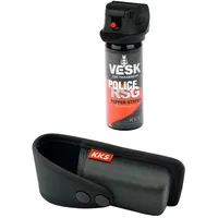 Pfefferspray + Holster - VESK RSG-Police 50ml/63ml + Hartschalen-Holster passend für 40-63ml Pfefferspray - Bundle: hochwertiges VESK Pfefferspray + hochwertiges Holster (Holster + 50ml Weitstrahl)