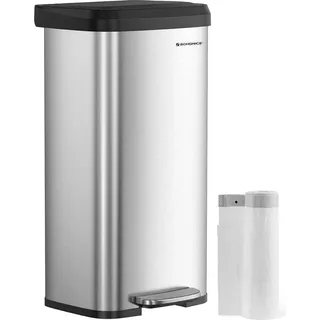Songmics Mülleimer Küche 68 l Silber-Schwarz