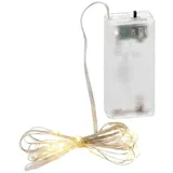 Cepewa LED Lichterkette Batterie Timer Draht 20 LEDs warmweiß silber - Silber/Transparent