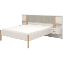 Home Affaire Bett HOME AFFAIRE "Belfort Bettanlage, mit gepolstertem Kopfteil, weicher Cordstoff", grau (hellgrau, hellgrau, artisan eiche), B:268cm H:115cm L:208,5cm, 92%PES, 8%NY, Betten, Bett, Liegefläche 160x200cm, FSC-zertifizierter Holzwerkstoff