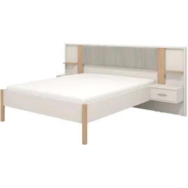 Home Affaire Bett HOME AFFAIRE "Belfort Bettanlage, mit gepolstertem Kopfteil, weicher Cordstoff", grau (hellgrau, hellgrau, artisan eiche), B:268cm H:115cm L:208,5cm, 92%PES, 8%NY, Betten, Bett, Liegefläche 160x200cm, FSC-zertifizierter Holzwerkstoff