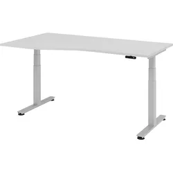 bümö elektrisch höhenverstellbarer Schreibtisch 180x100 cm in grau, Gestell silber - Schreibtisch höhenverstellbar elektrisch mit Memory-Steuerung,