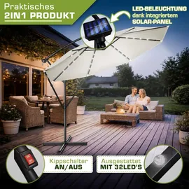 TRESKO Ampelschirm Ø 350 cm Beige