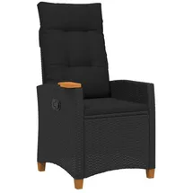 vidaXL Liegestuhl mit Teeteller 62 x 64 x 112 cm Schwarz