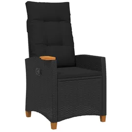 vidaXL Liegestuhl mit Teeteller 62 x 64 x 112 cm Schwarz