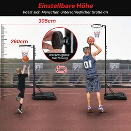 Costway Basketballkorb 260-305 cm Schwarz