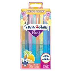 1x16 Paper Mate Flair Filzstifte Tropical Vacation M 0,7 mm