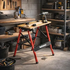 katoma Arbeitstisch Stahl/MDF klappbar 125 kg gelb/rot