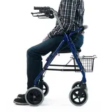 Teqler Rollator zusammenklappbar mit Sitzfläche und entnehmbarem Einkaufskorb blau