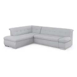 Ecksofa DOMO COLLECTION "Mona L-Form", silber, B:271cm H:80cm T:213cm, Struktur fein 100% Polyester, Chenilleoptik 100% Polyester, Sofas, wahlweise mit Bett- und Armlehnfunktion
