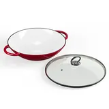 Klarstein ToCis Big BBQ Toci Wok-pfanne aus Gusseisen, Emaillierte Pfanne - Wok, Große & Tiefe Beschichtete mit Deckel & Griffen, Antihaft Pan für Induktion, Glaskeramik, Backofen, Gas- & Elektroherd