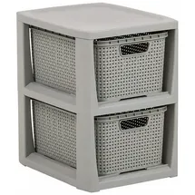 BranQ Regal Mit 2 Ausziehbaren Körben Grau Aus Kunststoff Rattan BranQ Badezimmer
