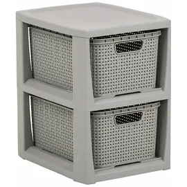 BranQ Regal Mit 2 Ausziehbaren Körben Grau Aus Kunststoff Rattan BranQ Badezimmer