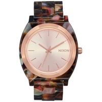 Nixon Time Teller Acetate Damenuhr Analog Quarz mit Acetat Armband Rose Gold / Pink Tortoise