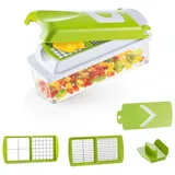 Genius Gemüseschneider Nicer Dicer Smart Zerkleiner Gemüsehobel 6tlg. für Würfel Scheiben, Obst Salat Schneider Zerkleiner Mandoline Fassungsvermögen 800 ml grün