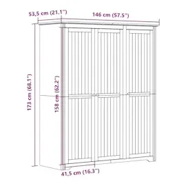 vidaXL Kleiderschrank BODO Grau 146x53,5x173 cm Massivholz Kiefer