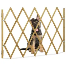 Relaxdays Hundeabsperrgitter, Schutzgitter für Tür & Treppe, Scherengitter ausziehbar bis 116,5 cm, 82,5 cm hoch, natur