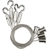 ISOLED Seilabhängung (4 Stk) mit Deckenverschraubung und Gegenstück mit Haken Stahlseile 1.000mm
