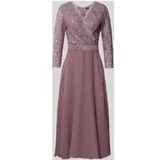 Cocktailkleid mit Spitzenbesatz, Mauve, 40